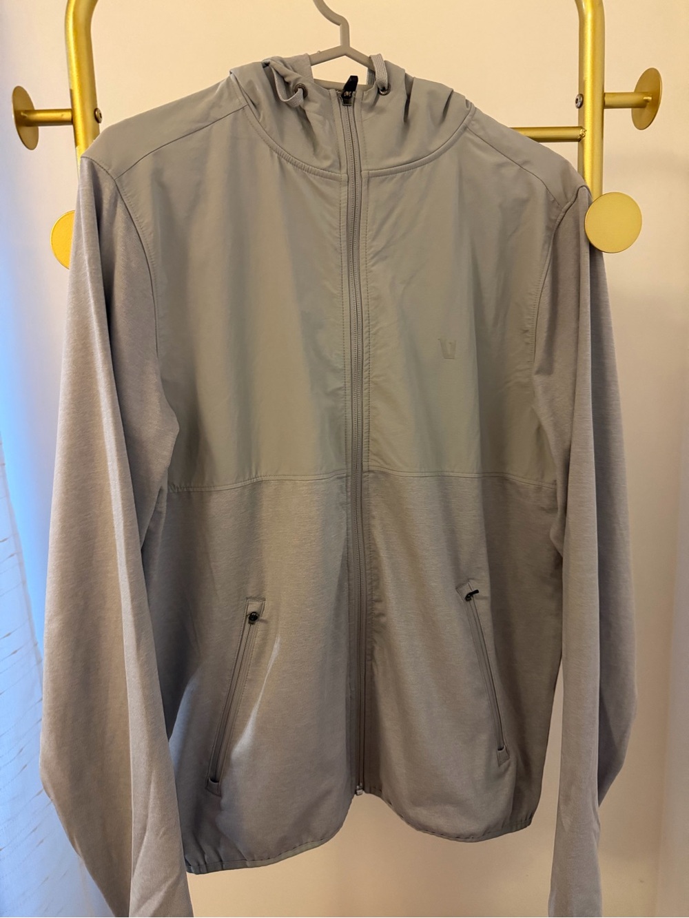 Vuori Light Gray Full-Zip Hoodie Jacket